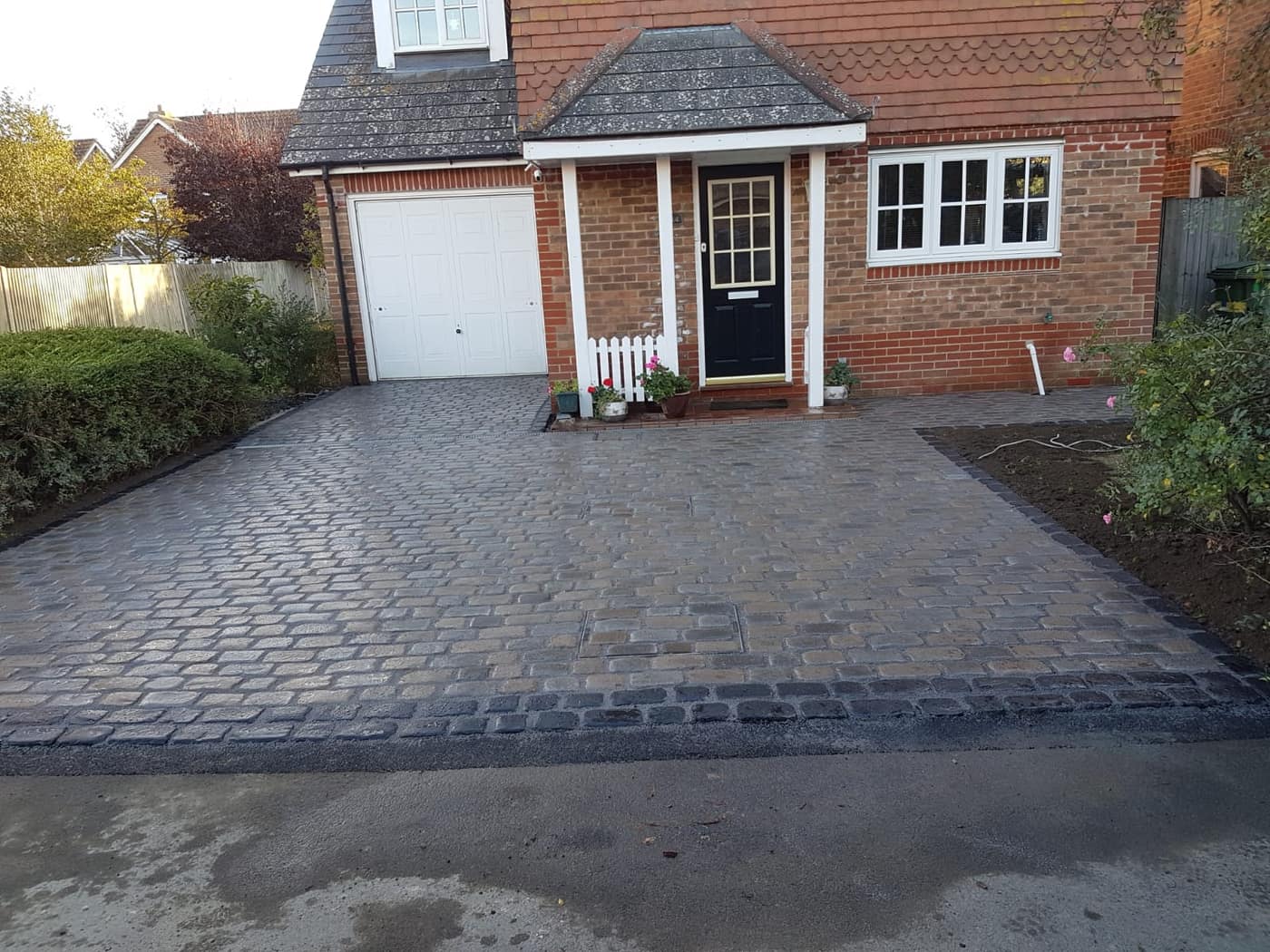 Finished block paved drive in Kent
