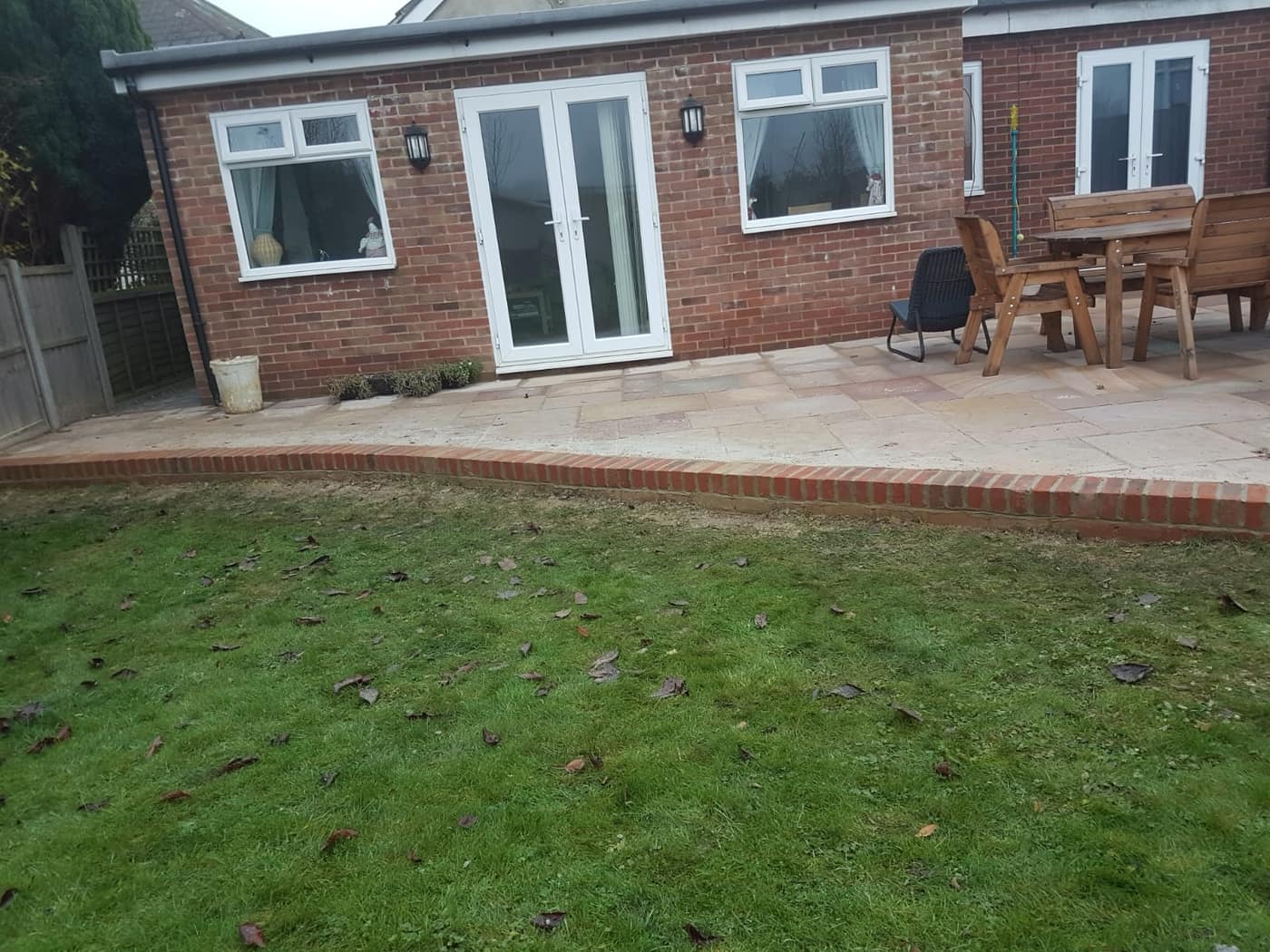 Sandstone patio laid by South East Groundworks