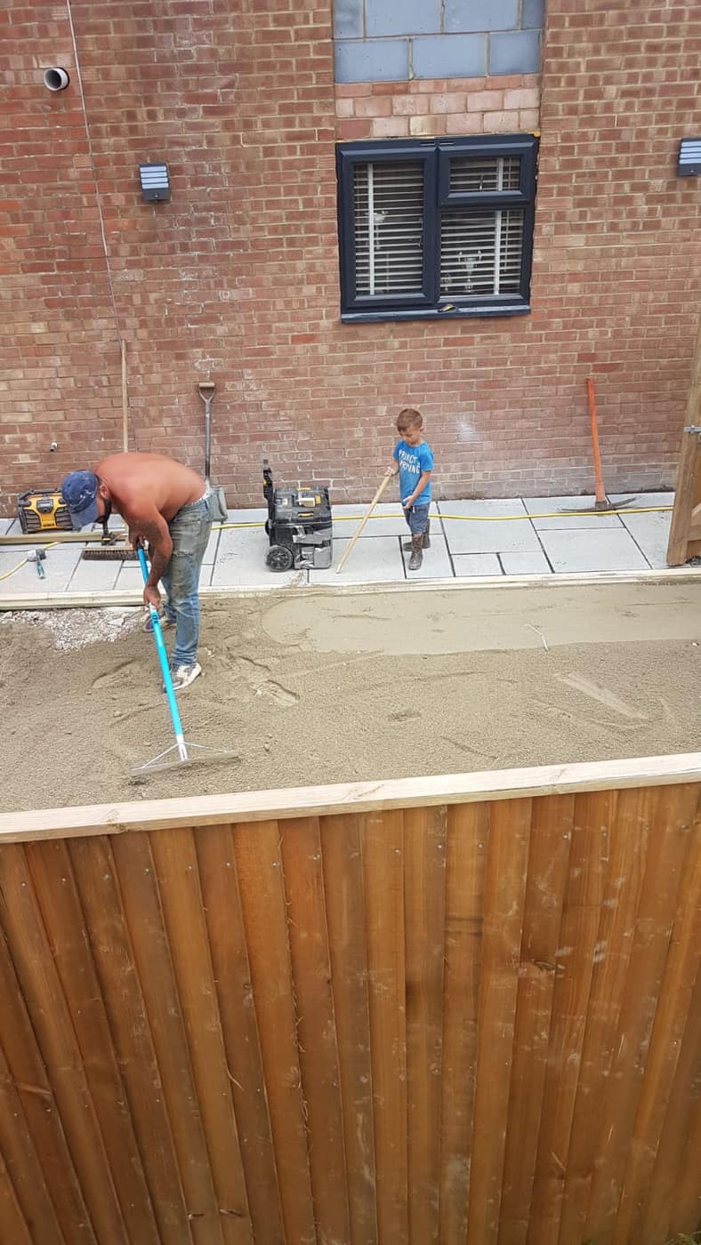 Grey porcelain patio laid by South East Groundworks