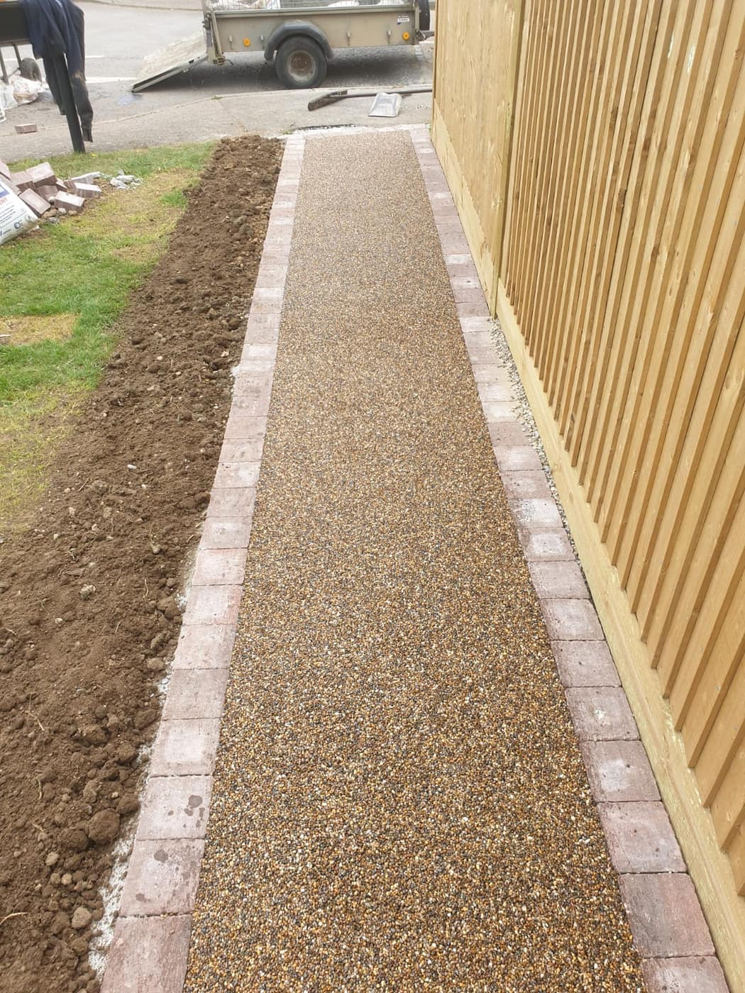 Resin bound garden path with block paving edge